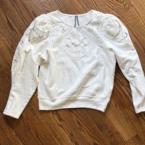 Anthropologie Lace Accent Cream Women's Pullover Top